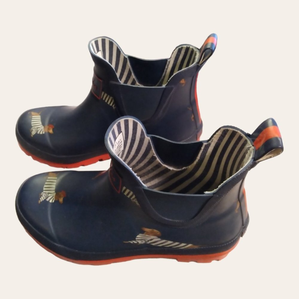JOULES WELLIBOB Dachshund Dog Rain Boots Womans size 5 - Picture 2 of 11